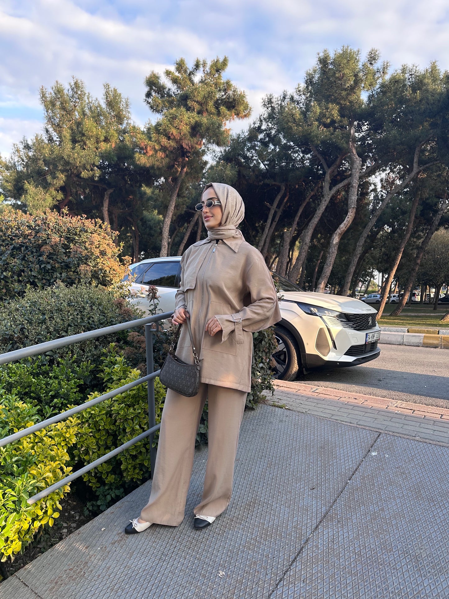 Trench görünümlü fermuarlı takım❣️